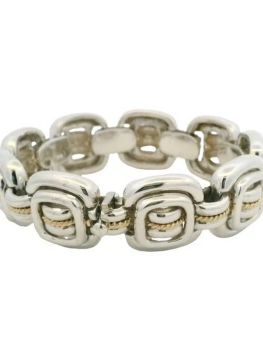 Vintage Tiffany & Co 925 Sterling 18k Yellow Gold Rope Square Link Bracelet 7.5"